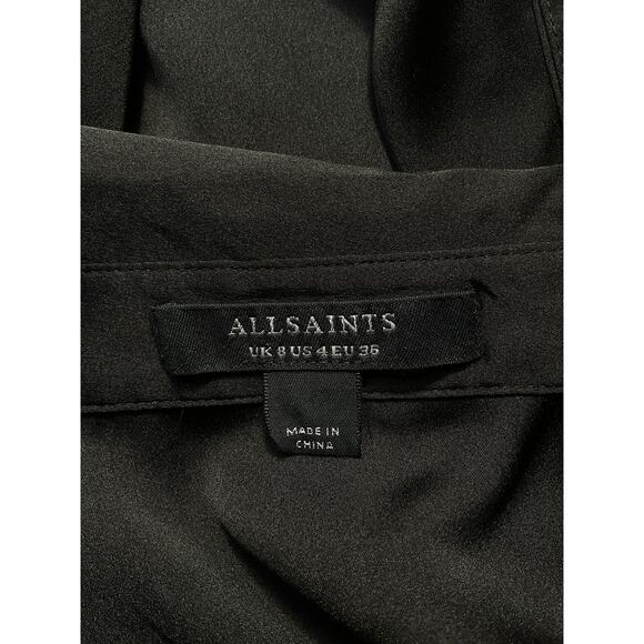 All Saints Black Blouse with White Trim - Picture 4 of 5